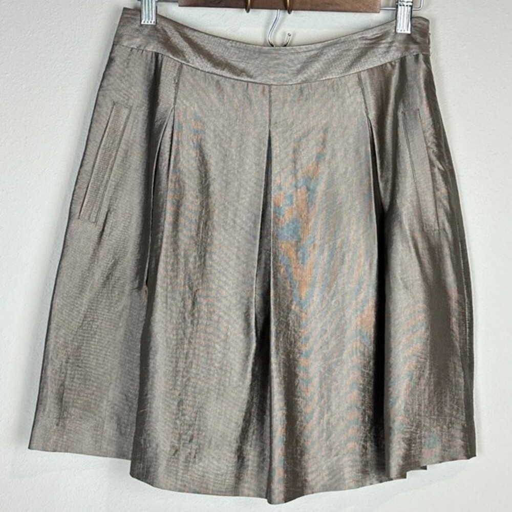 BCBGMaxAzria Metallic A-Line Box Pleated Skirt 2